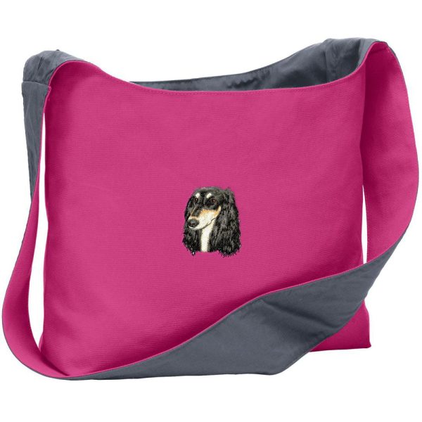 Saluki Embroidered Canvas Sling Bag Sale - Image 2
