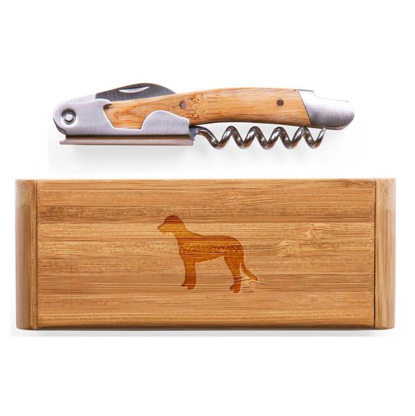 Irish Wolfhound Elan Bamboo Corkscrew with Laser Engraved Case Cheap